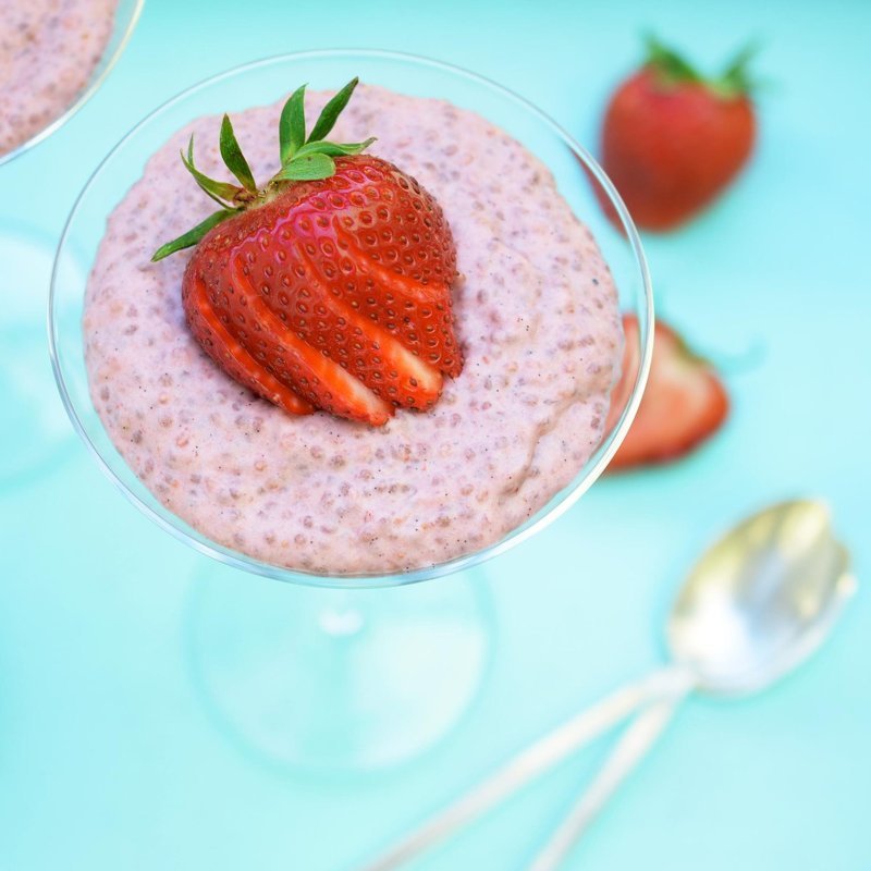 Dairy-Free Dessert Recipe: Strawberries & “Cream” Chia Pudding